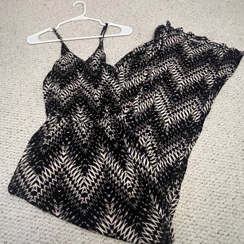 Nordstrom Black and White Spaghetti Strap Slip Maxi Dress
